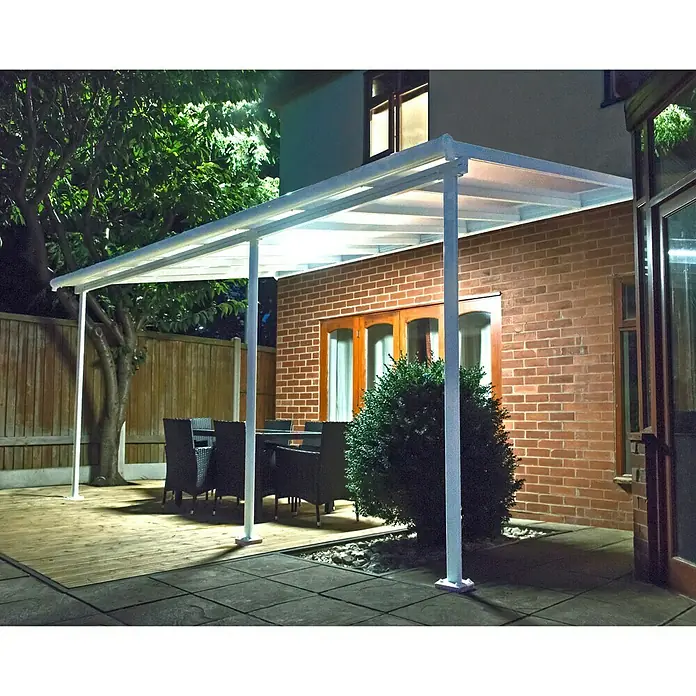 Terrassenüberdachung Tuscany LED - Tiefe: 3 m, B x H: 5,46 x 2,1 m, Weiß - Stimmungsaufnahme