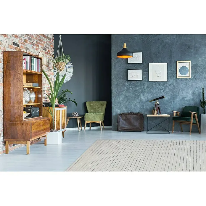 Kayoom Kurzflorteppich Prime - Weiß/Grau, 150 x 80 cm, 70 % Viskose, 30 % Wolle - Stimmungsaufnahme