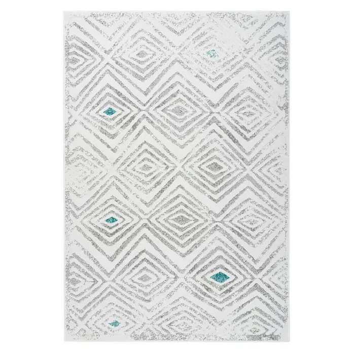 Kayoom Kurzflorteppich Vancouver 410 - Weiß/Grau, 170 x 120 cm, 100 % Polypropylen - Ansicht von oben