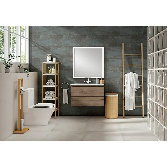 Lavabo Serie DC - 81 x 46 cm, Orificios para grifo: Medio, Con desbordamiento, Blanco