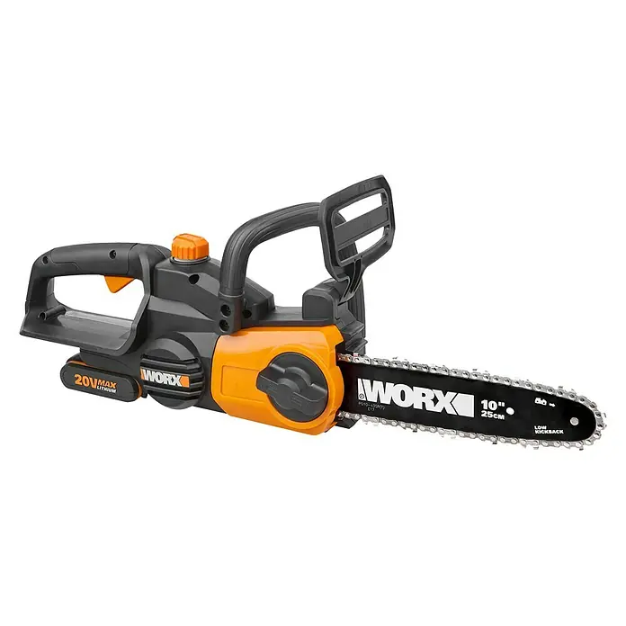 Worx Akku-Kettensäge WG322E - 20 V, Li-Ionen, 2 Ah, 1 Akku, Schwertlänge: 25 cm - Vorderansicht