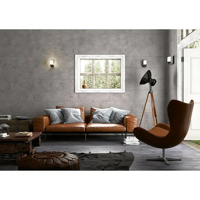 Bariperfil Aqua Wood Revestimiento de pared Concret Oscuro - 1,2 m x 30 cm, Gris