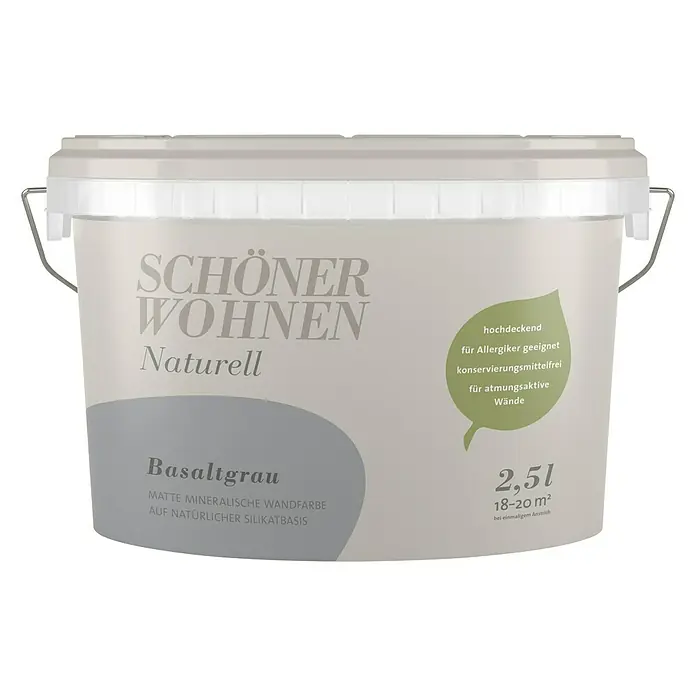 SCHÖNER WOHNEN-Farbe Wandfarbe Naturell - Basaltgrau, 2,5 l, Matt - Vorderansicht