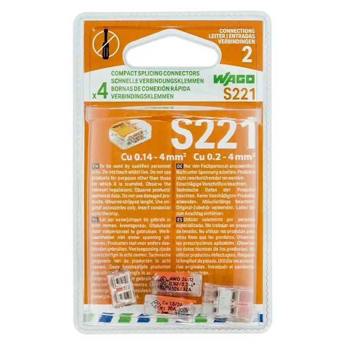 Wago Regleta enchufable Compacto - Número de conductores: 2 ud., 32 A, 450 V, 4 ud.