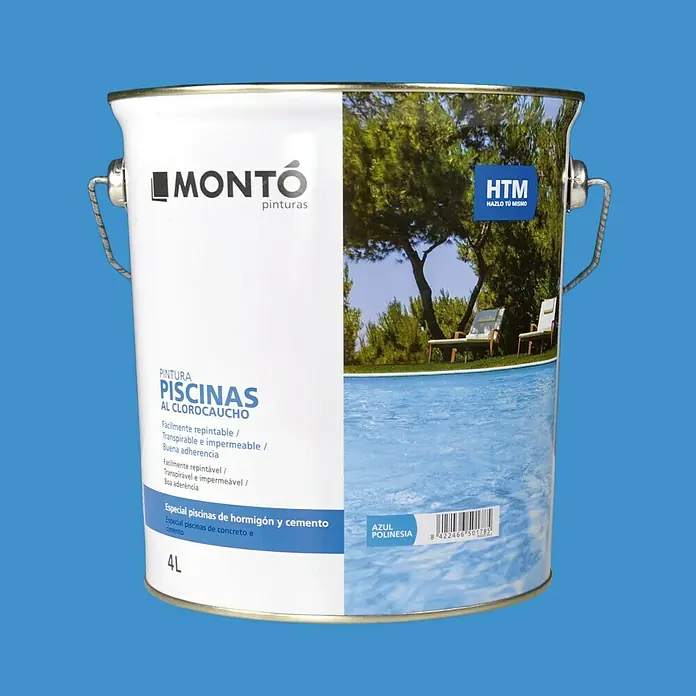 Montó Pintura para piscinas al clorocaucho HTM - Azul, 4 l, Mate sedoso