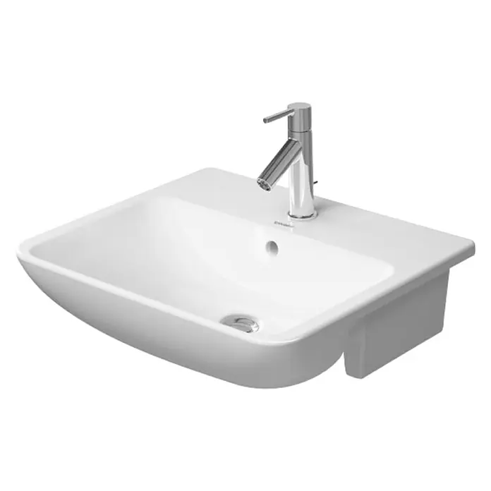 Duravit ME by Starck Einbauwaschbecken - 55 x 45,5 cm, Ohne Spezialglasur, Hahnloch: Mitte, Mit Überlauf, Weiß - Vorderansicht