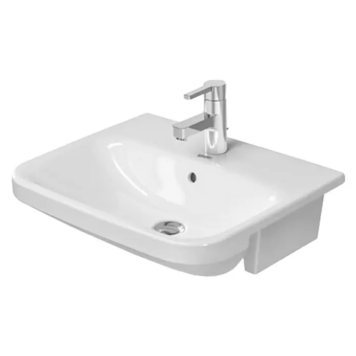Duravit DuraStyle Einbauwaschbecken - 55 x 45,5 cm, Mit schmutzabweisender Glasur, Hahnloch: Mitte, Mit Überlauf, Weiß - Vorderansicht