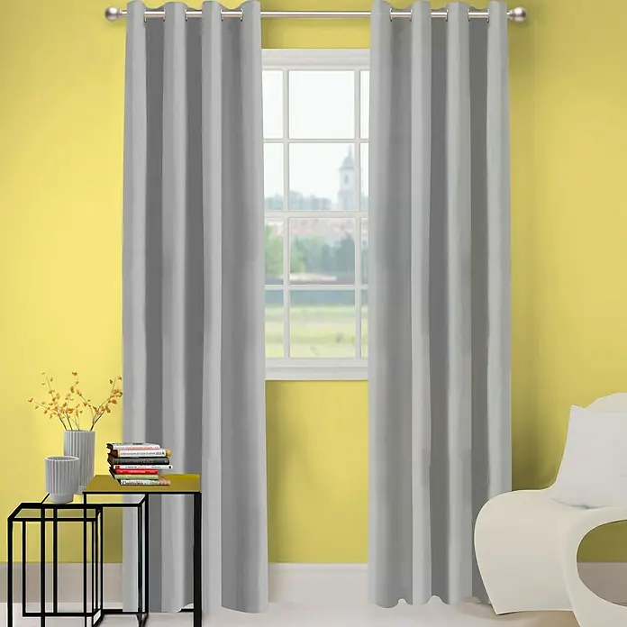 Cortina con ollaos Atlan - 140 x 260 cm, 100% poliéster, Gris