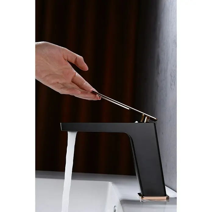 Imex Suecia Grifo de lavabo - Negro/Oro rosa