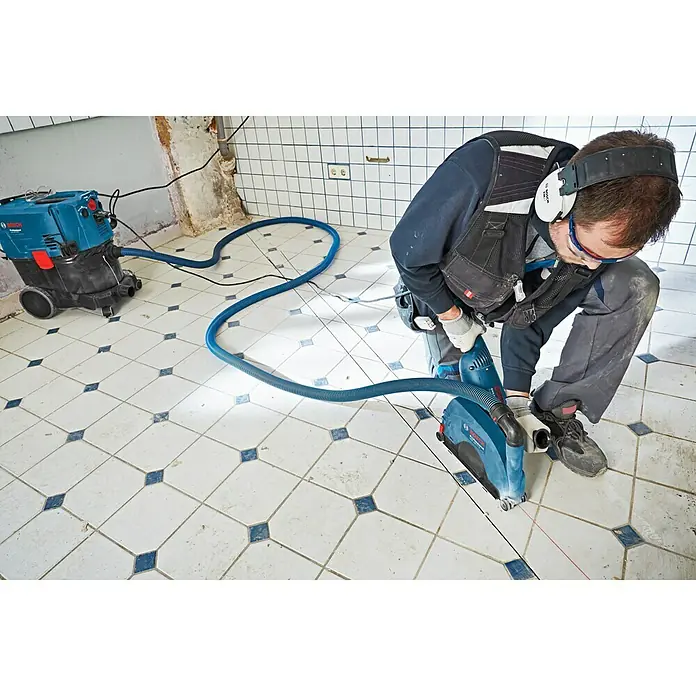 Bosch Professional Dispositivo de aspiración GDE 230 FC-S - Específico para: Amoladora angular Bosch serie GWS con Ø 230 mm - Producto en uso