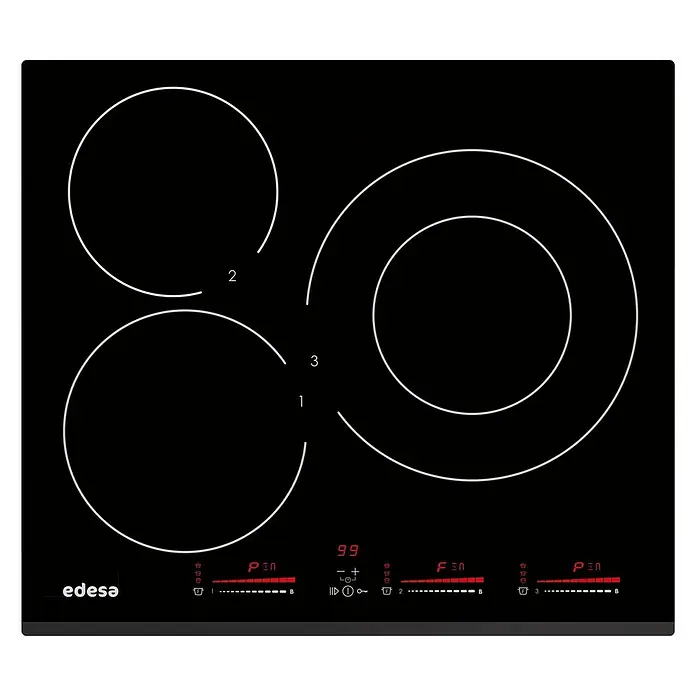 Edesa Placa de inducción EIM-6330 B - Zonas de cocción: 3 ud., Indicador de calor residual