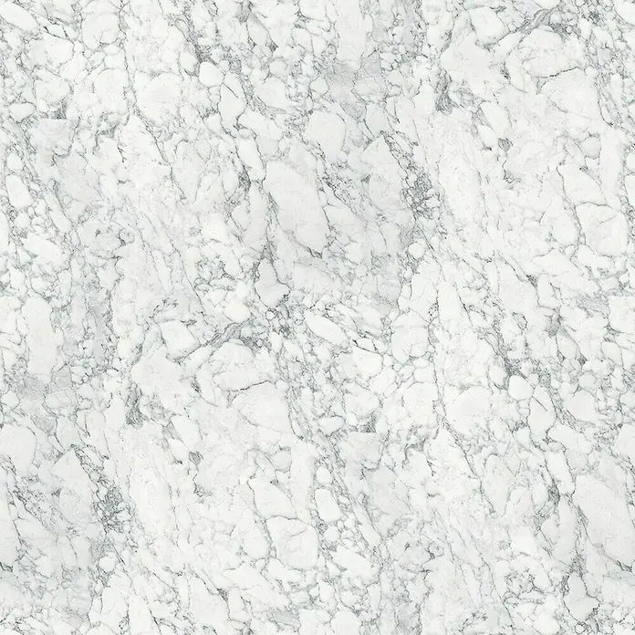 Resopal Premium Fensterbank nach Maß - Marmo Bianco, Max. Zuschnittsmaß: 365 cm, Mit Blende, Breite: 35 cm - Ansicht von oben