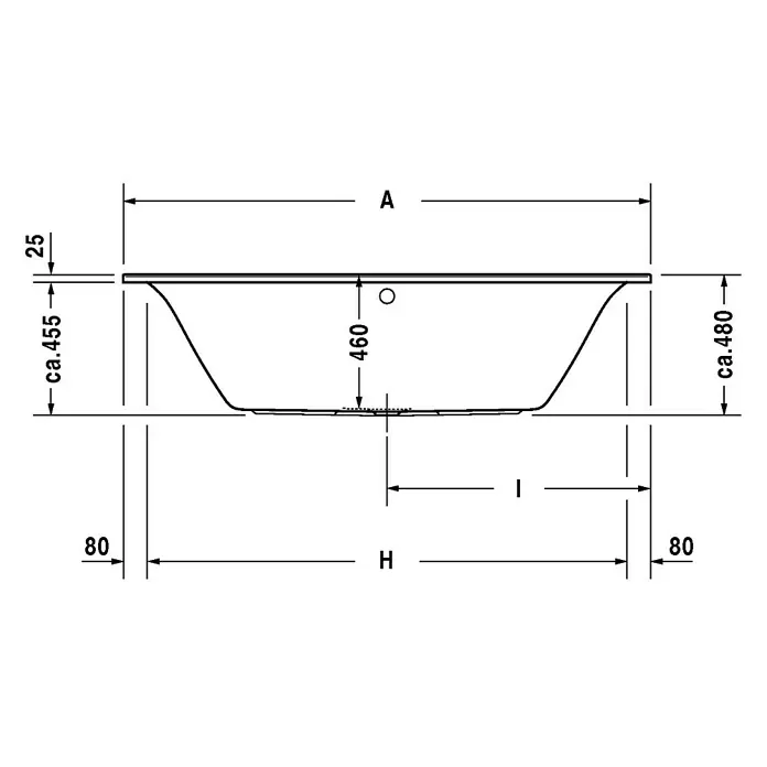 Duravit Darling New Badewanne - 180 x 80 cm, Sanitäracryl, Weiß - Vorderansicht