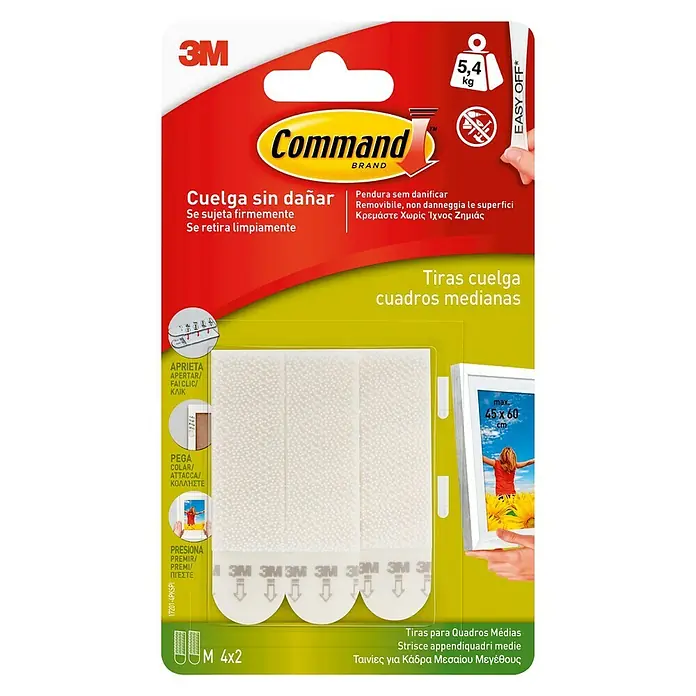 3M Command Tira autoadhesiva 17201 - 8 ud., Blanco