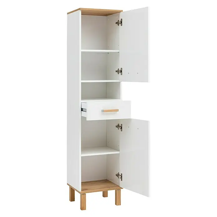 Schildmeyer Padua Hochschrank - 40 x 35 x 179 cm, Weiß/Eiche - Detailaufnahme