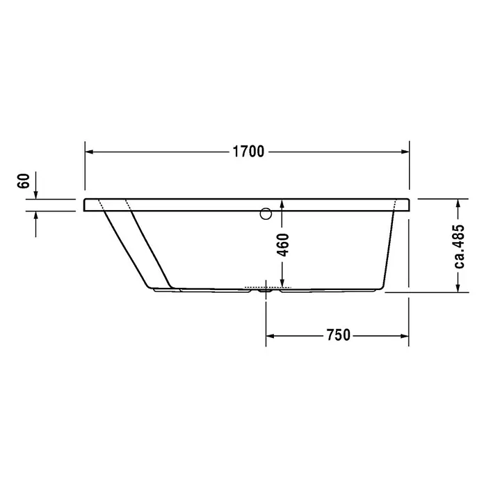 Duravit Badewanne Paiova - 170 x 100 cm, Raumecke Links, Sanitäracryl, Weiß - Vorderansicht