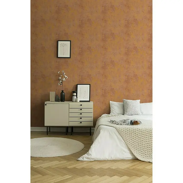 AS Creation New Walls Vliestapete - Kupfer, Uni, 10,05 x 0,53 m - Stimmungsaufnahme
