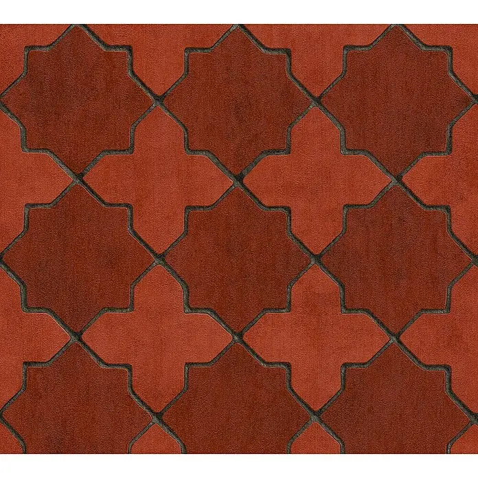 AS Creation New Walls Vliestapete Stern Fliese - Rot, Fliesenoptik, 10,05 x 0,53 m - Detailaufnahme