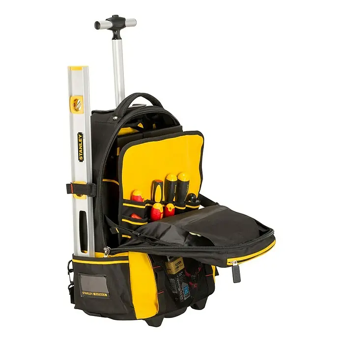 Stanley FatMax Mochila para herramientas - Nylon, Negro/Amarillo, No incluye herramientas - Producto en uso