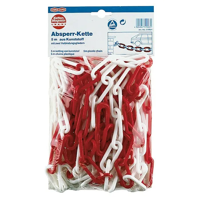 Stabilit Afzetketting - Ø x l: 5 mm x 5 m, Rood/wit - Vooraanzicht