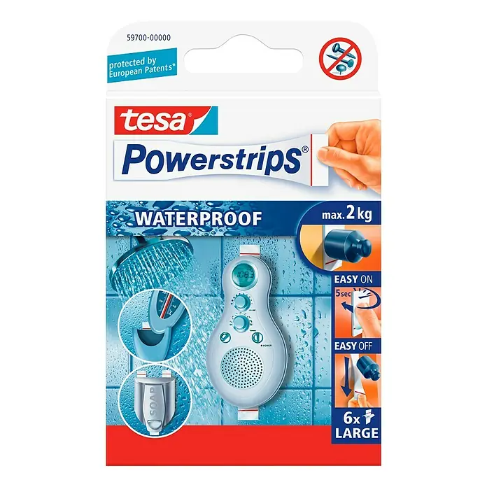 Tesa Powerstrips Waterproof Selbstklebestrip - 6 Stk. - Vorderansicht