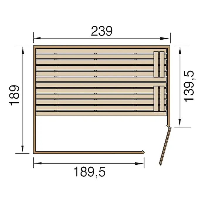 Weka Massivholzsauna 538 GTF Gr.4 - Ohne Ofen, Außenmaß: 189 x 239 x 203,5 cm