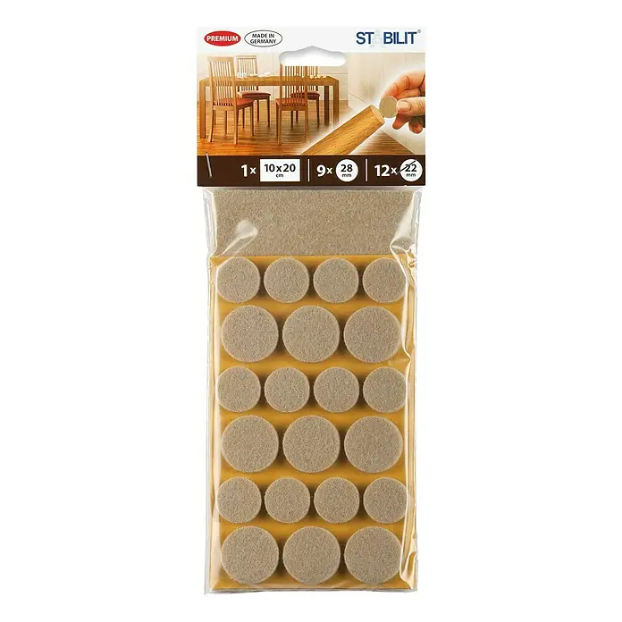 Stabilit Filzgleiter - 22 -tlg., Selbstklebend, Natur - Ansicht von oben