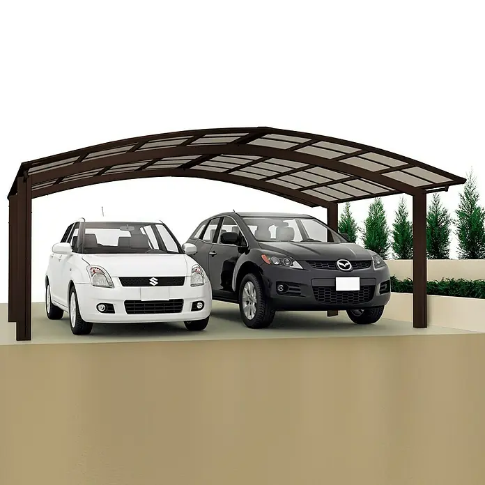 Ximax Carport Portoforte M 80 - 4,9 x 5,4 m, Einfahrtshöhe: Max. 2,2 m, Mattbraun, Schneelast: 100 kg/m²