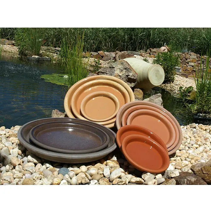 Blumentopf-Untersetzer - Außenmaß (Ø x H): 20 x 2,7 cm, Naturmaterialien, Hell-Terrakotta - Stimmungsaufnahme