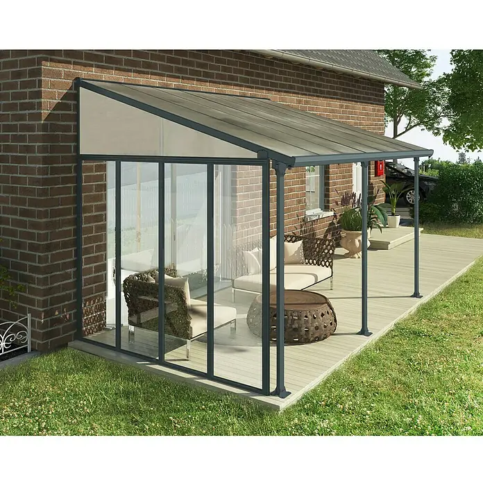 Solid Elements Seitenwand Martina - Geeignet für: Terrassenüberdachung Martina 3 m, L x H: 2,64 x 2,1 m, Anthrazitgrau, Transparent - Stimmungsaufnahme