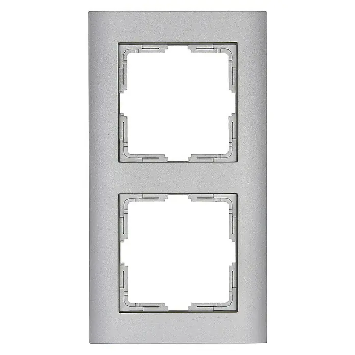 Voltomat Verona Abdeckrahmen - Silber, 2-fach, Kunststoff, Unterputz - Vorderansicht