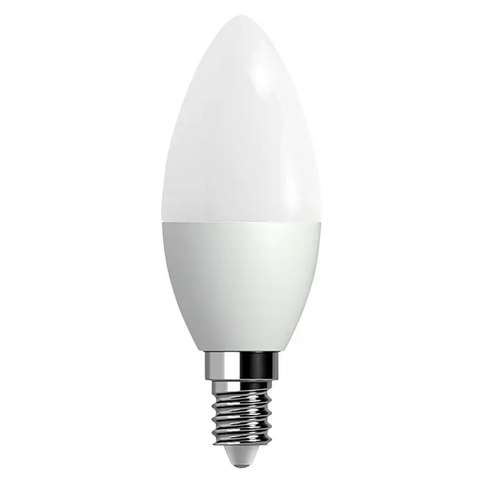 Voltolux Bombilla LED - 5 W, E14, Blanco cálido, Mate, Forma: Vela - Vista frontal