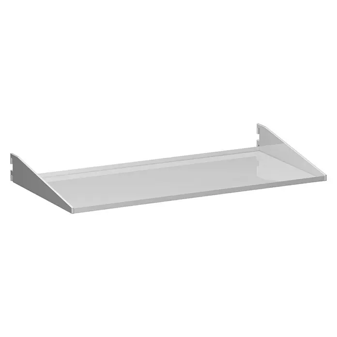 Element System Fachboden 50 - L x B: 300 x 800 mm, Passend für: Schienen mit Raster 50 mm, Weiß/Aluminium - Vorderansicht