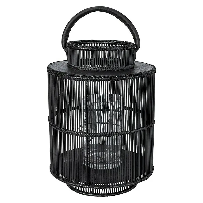 Farolillo alto - Altura: 43 cm, Negro - Vista frontal