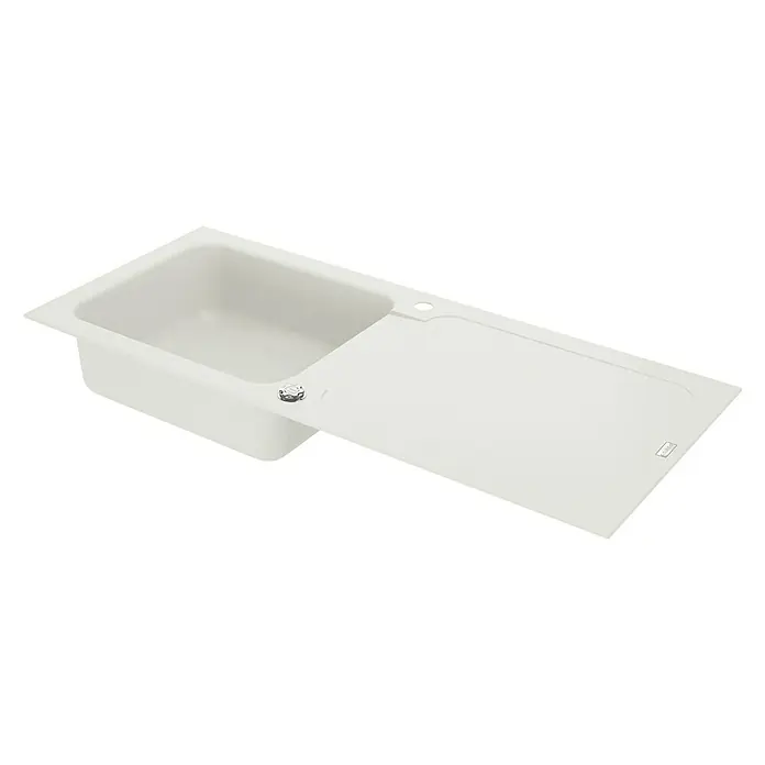 Carea Einbauspüle Botia - 118 x 50 cm, CAREAlith®, Weiß - Rechte Seitenansicht