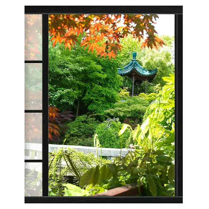 Vinilo forma ventana - Jardín, 75 x 60 cm - Vista descendente
