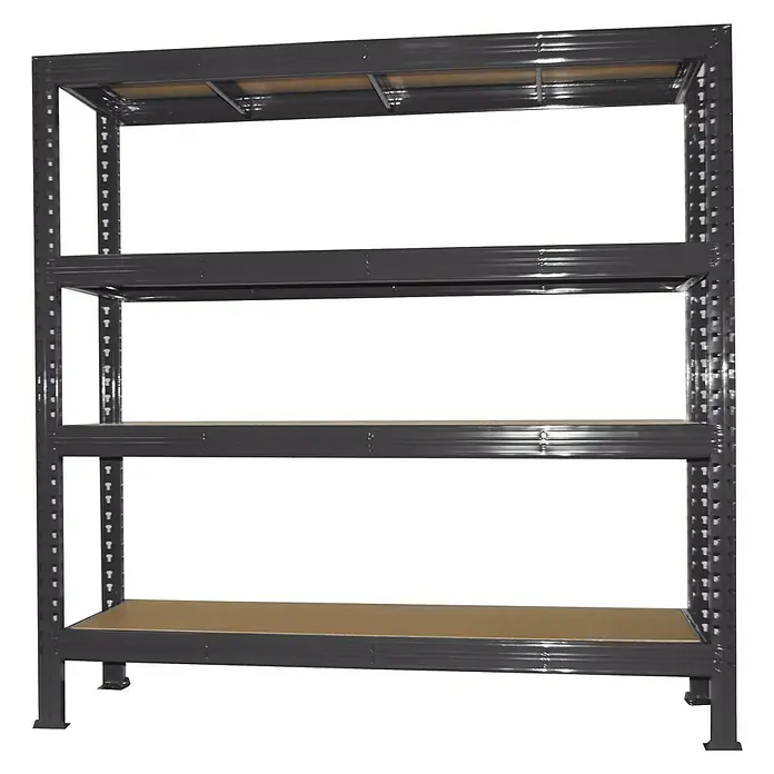 Metalni regal za teški teret Super Heavy - 60 x 200 x 200 cm, Nosivost: 1.000 kg/polica, Uticanje - Pogled sprijeda