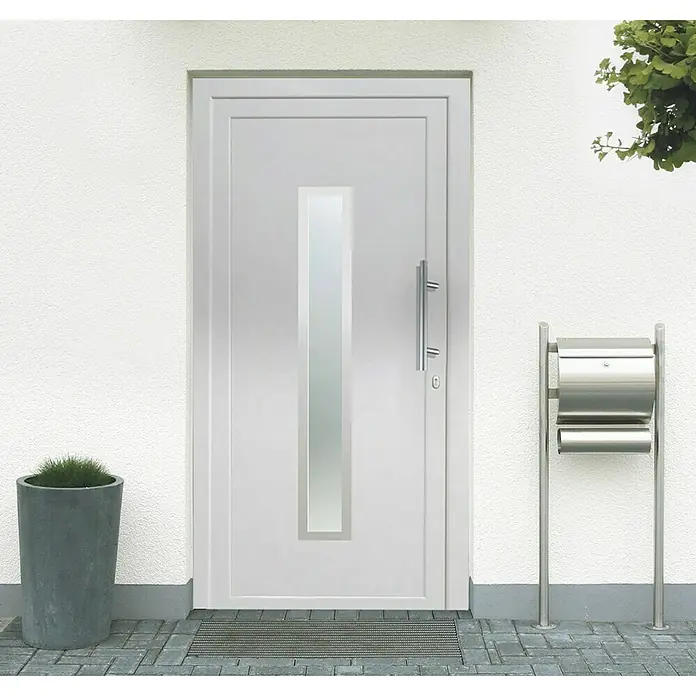 Solid Elements Kunststoffhaustür - 100 x 210 cm, DIN Anschlag: Rechts, Weiß - Stimmungsaufnahme