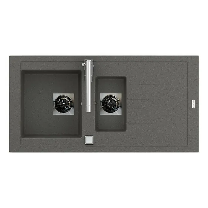 Carea Einbauspüle Tango - 98 x 50 cm, 1½ Becken, CAREAgranit®, Betongrau - Ansicht von oben