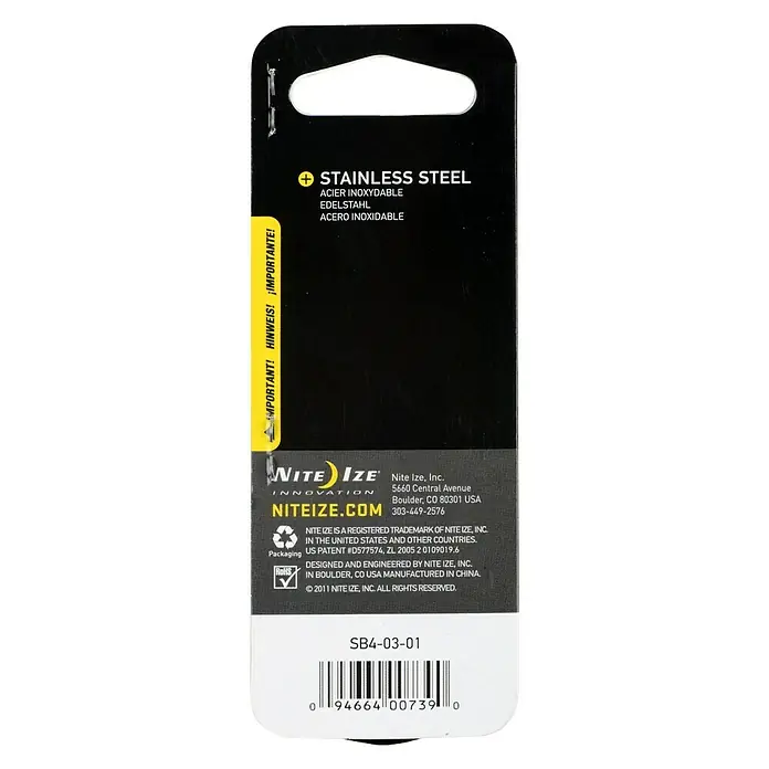 Nite Ize Mosquetón doble - 89 x 38 mm, Acero inoxidable, Negro, Resistencia a la tracción: 33 kg - Vista trasera