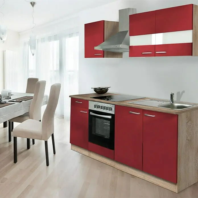 Respekta Singleküche KB210ESRC - 210 cm, Rot