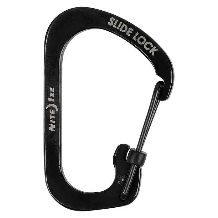 Nite Ize Karabinerhaken Slide Lock - 4,4 x 2,9 cm, Edelstahl, Schwarz, Zugfestigkeit: 4,5 kg - Vorderansicht