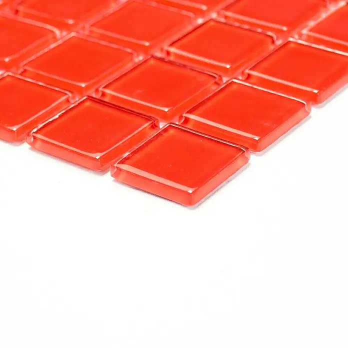 Mosaikfliese Quadrat Crystal Uni CM 4060 - 32,7 x 30,2 cm, Rot, Glänzend - Vorderansicht