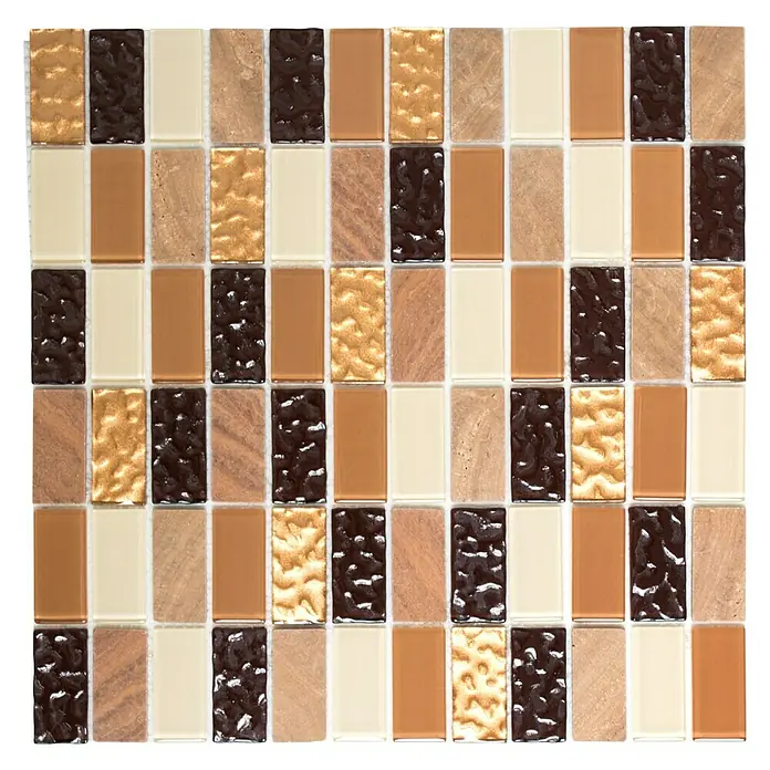 Selbstklebemosaik Crystal Mix SAM 4MS75 - 30 x 30 cm, Glas, Beige/Braun - Ansicht von oben