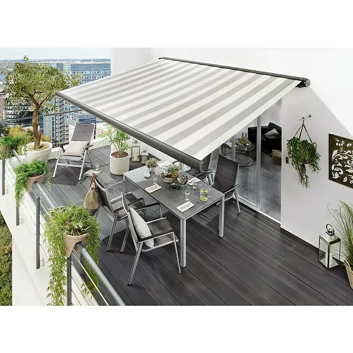 Sunfun Kazetna tenda - Bež-sive boje, Boja stalka: Antracit metalik, Širina: 3,5 m, Izvlačenje: 3 m