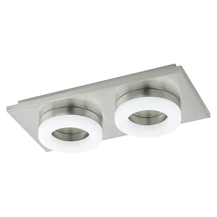 Eglo LED-Deckenleuchte Palena - 3,8 W, L x B x H: 29,5 x 14,5 x 5,5 cm, Nickel matt, 2 Stk. - Vorderansicht