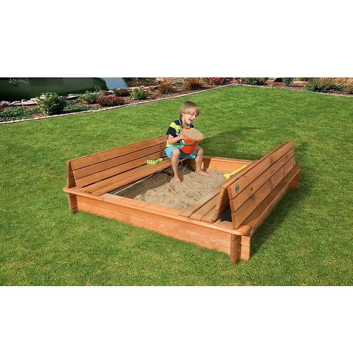 Weka Sandkasten Gr. 2 - 140 x 140 x 24 cm, Holz - Stimmungsaufnahme