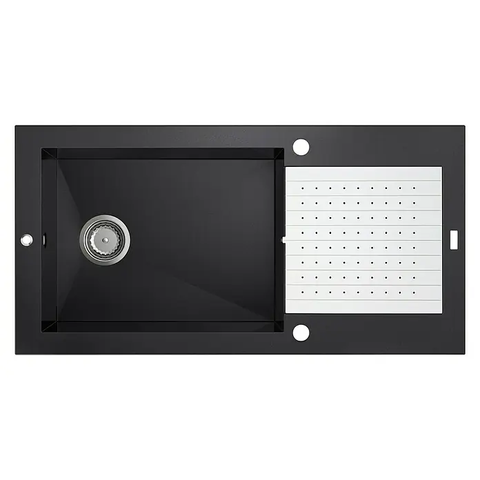 Carea Einbauspüle Eole - 98 x 50 cm, Warmluft-Trocknungsgebläse, CAREAlith®, Schwarz - Ansicht von oben