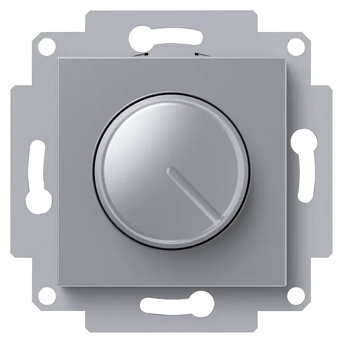 Voltomat ART LED-Dimmer - Silber, 7 W - 110 W, Kunststoff, Unterputz - Vorderansicht