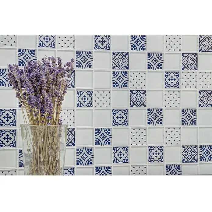 Mosaikfliese Quadrat Crystal XCM 8OP1 - 30 x 30 cm, Weiß, Glänzend - Detailaufnahme